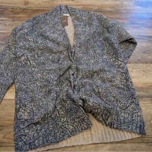 J. Jill Pure Jill Textured Paisley Sweater Coat - Provincial Blue - Size M